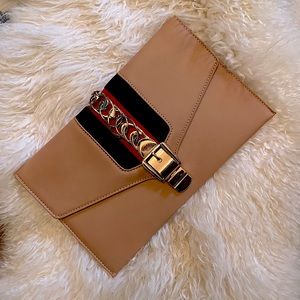 Clutch with gold chain strap